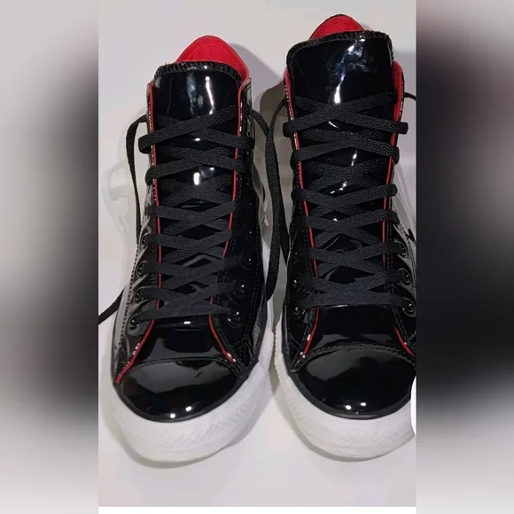 CONVERSE PATENT LEATHER ALL STAR HIGH TOP SNEAKERS - Picture 2 of 11